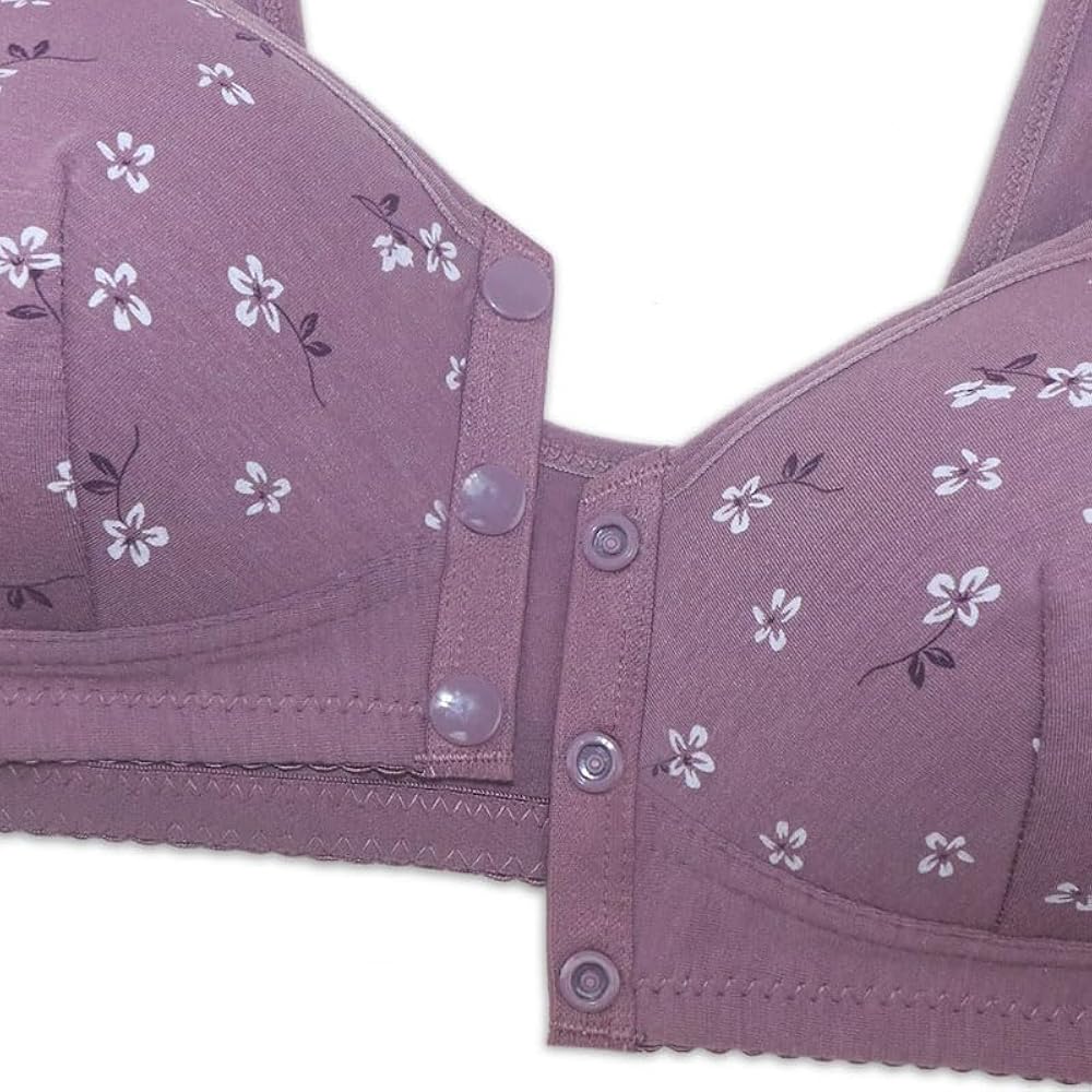 Daisy Bras for Women No Underwire Front Closure Comfort Senior Wireless Snap Closing Bra۔
