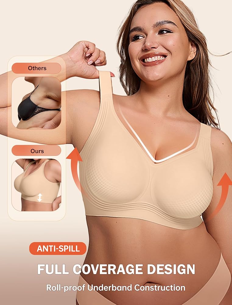 "Women’s Wireless Push Up Bra – Supportive, Seamless, Full Coverage, Plus