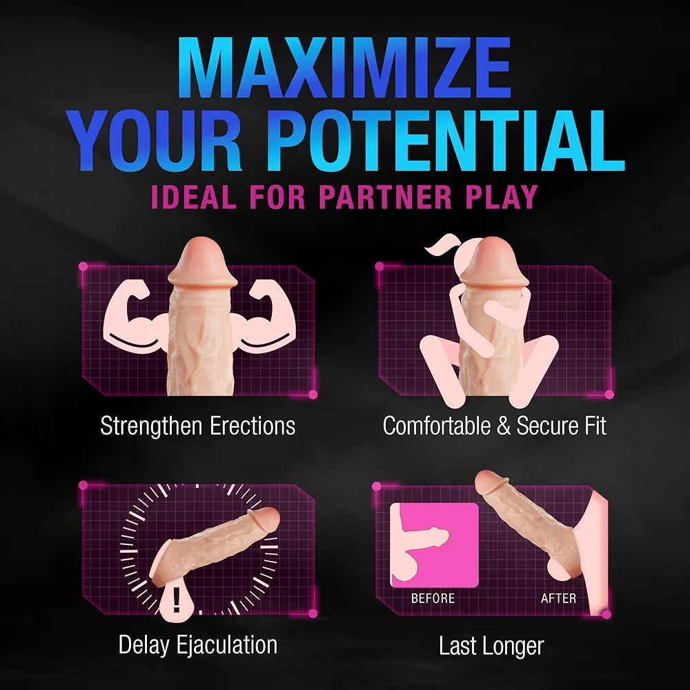 "Realistic Penis Extender Sleeve – 9.25 Inch"