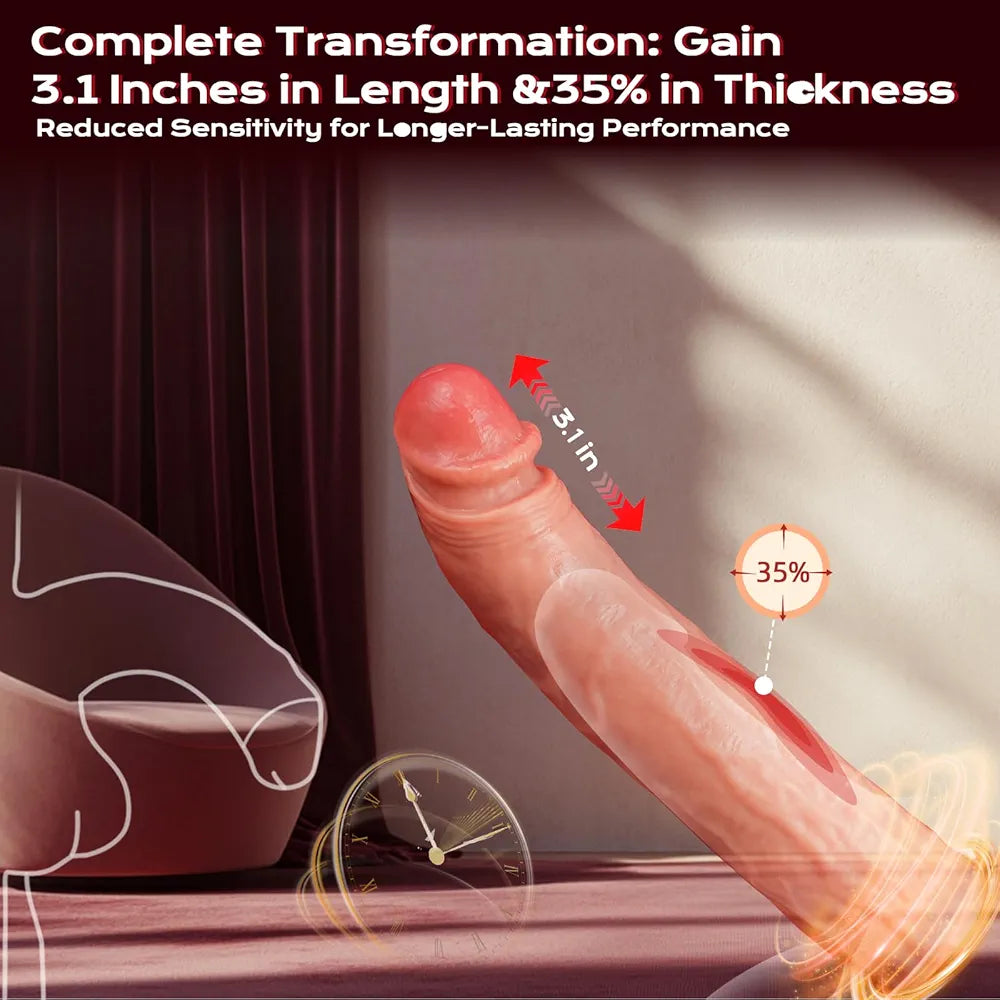 "Vibrating Penis Sleeve with Remote Control, Adjustable Liquid Silicone Extender & Girth Enhancer for Couples"